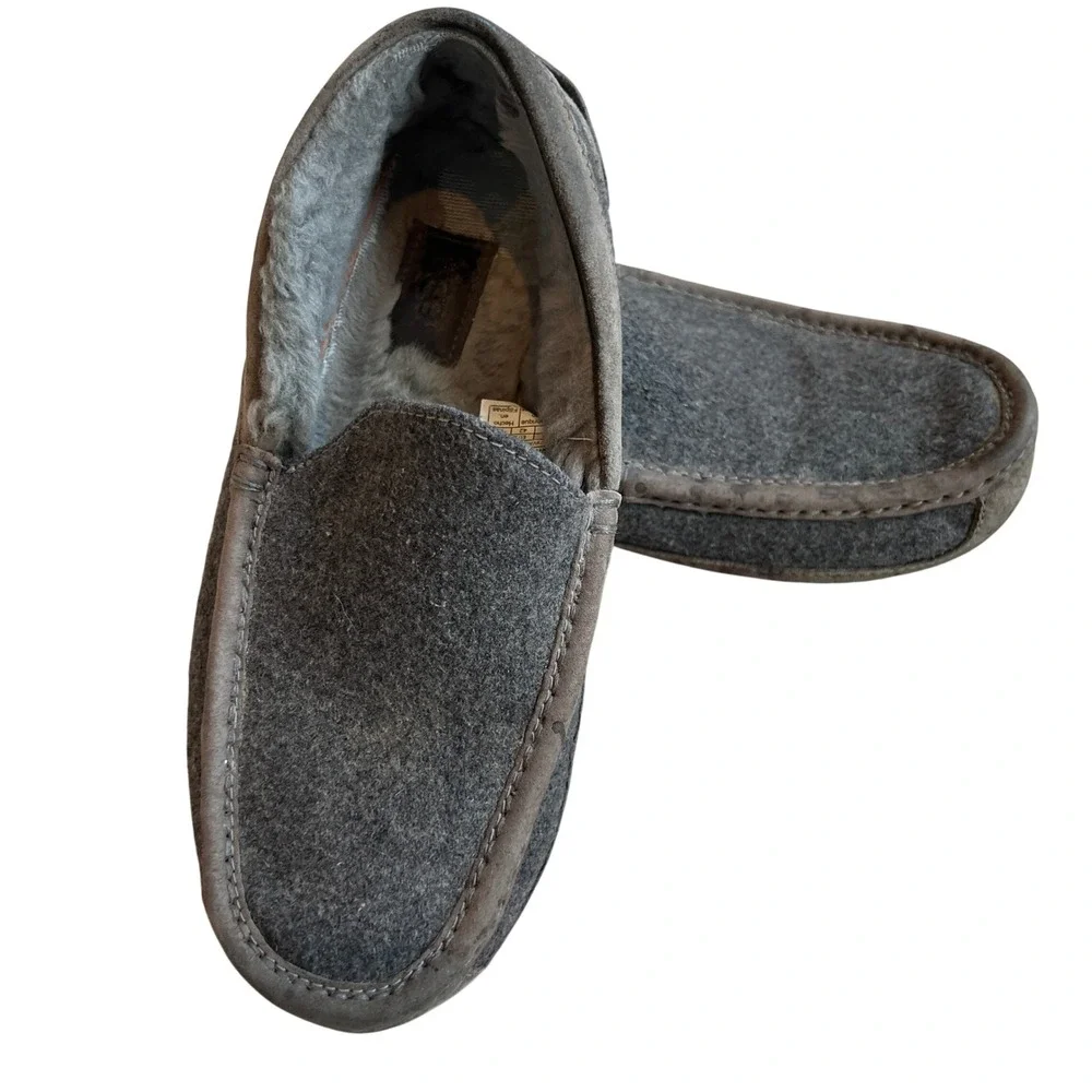 UGG Mens Gray Wool Ascot‎ Slippers Size 9